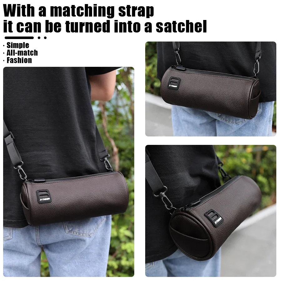 X-Tiger Bike Handlebar Bag Brown Front Storage with Shoulder Strap - Image 5