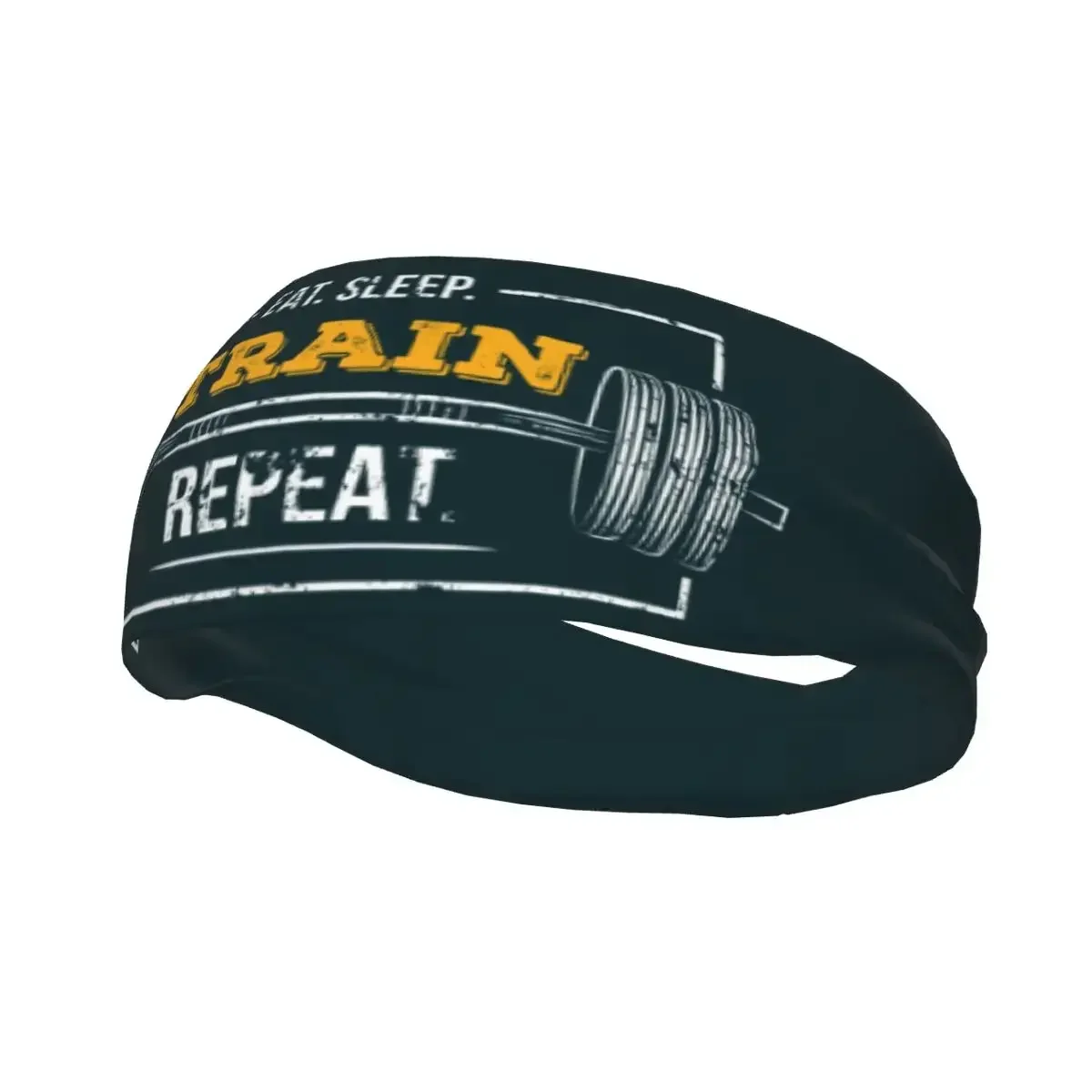 

Eat Sleep Train Repeat Gym Motivational Quote Sports Sweatbands for Cycling Bodybuilding Workout Quick Drying Headband Women Men