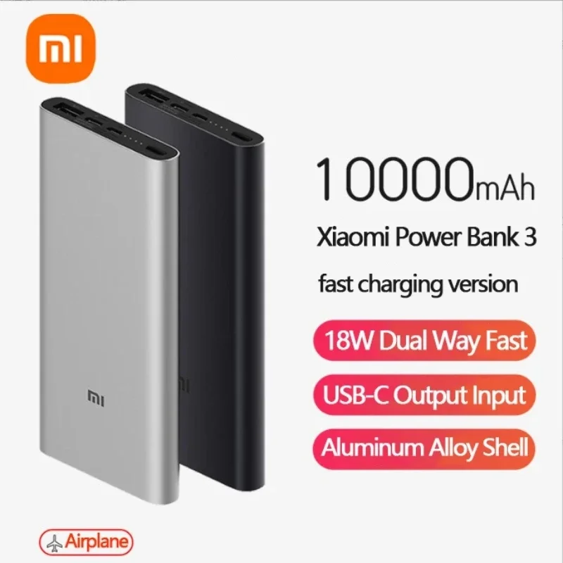 

Xiaomi Power Bank 10000mAh PLM12ZM USB Type C QC3.0 18W Fast Charging Spare Powerbank Portable MI Quick Charge External Battery