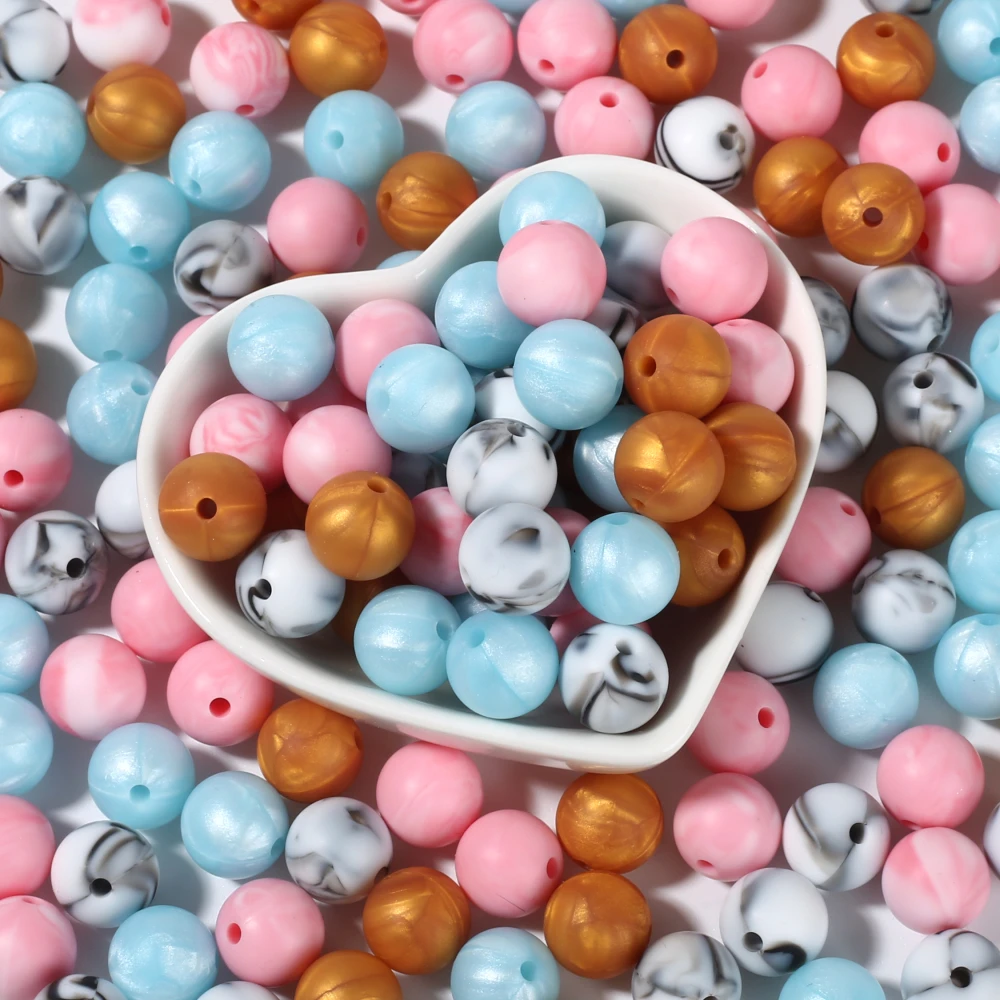 Teething Toys Baby Teething Toys Silicone Teething Toys Silicone Beads Silicone Teething Beads Silicone Teether 50Pc 12mm 19Color Silicone Round Bead Food Grade Teether Chew Bead For Handmade Baby Pacifier Chain DIY Jewelry Making Accessory