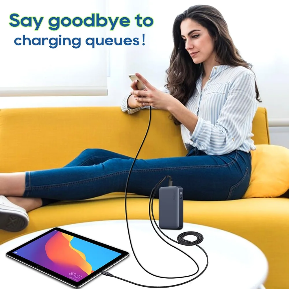 Universal Dual USB-C Splitter & Multi-Charging Cable