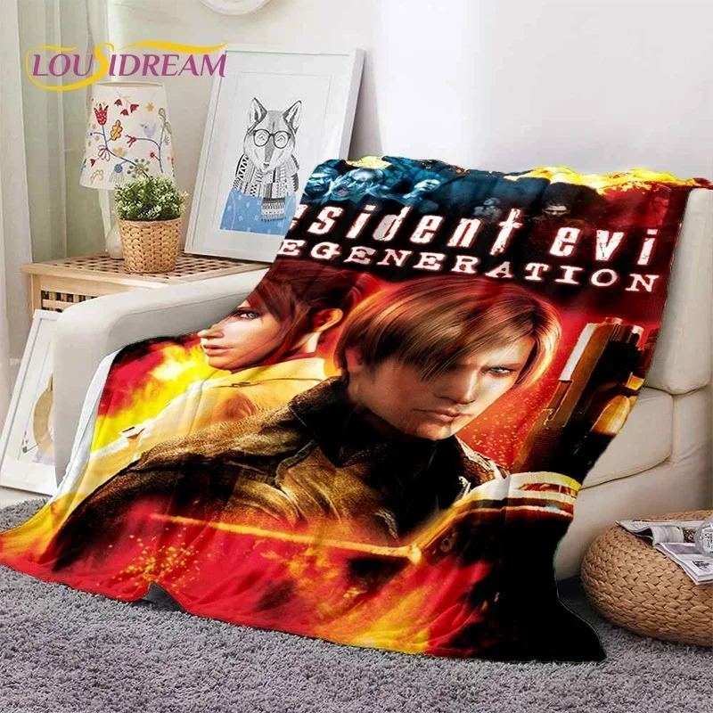 3D Lastest Horro Games R-Resident Evil Soft Flannel Blankets,Throw Blanket Comfortable for Picnic Beds Sofa Home Bedroom Kids 3