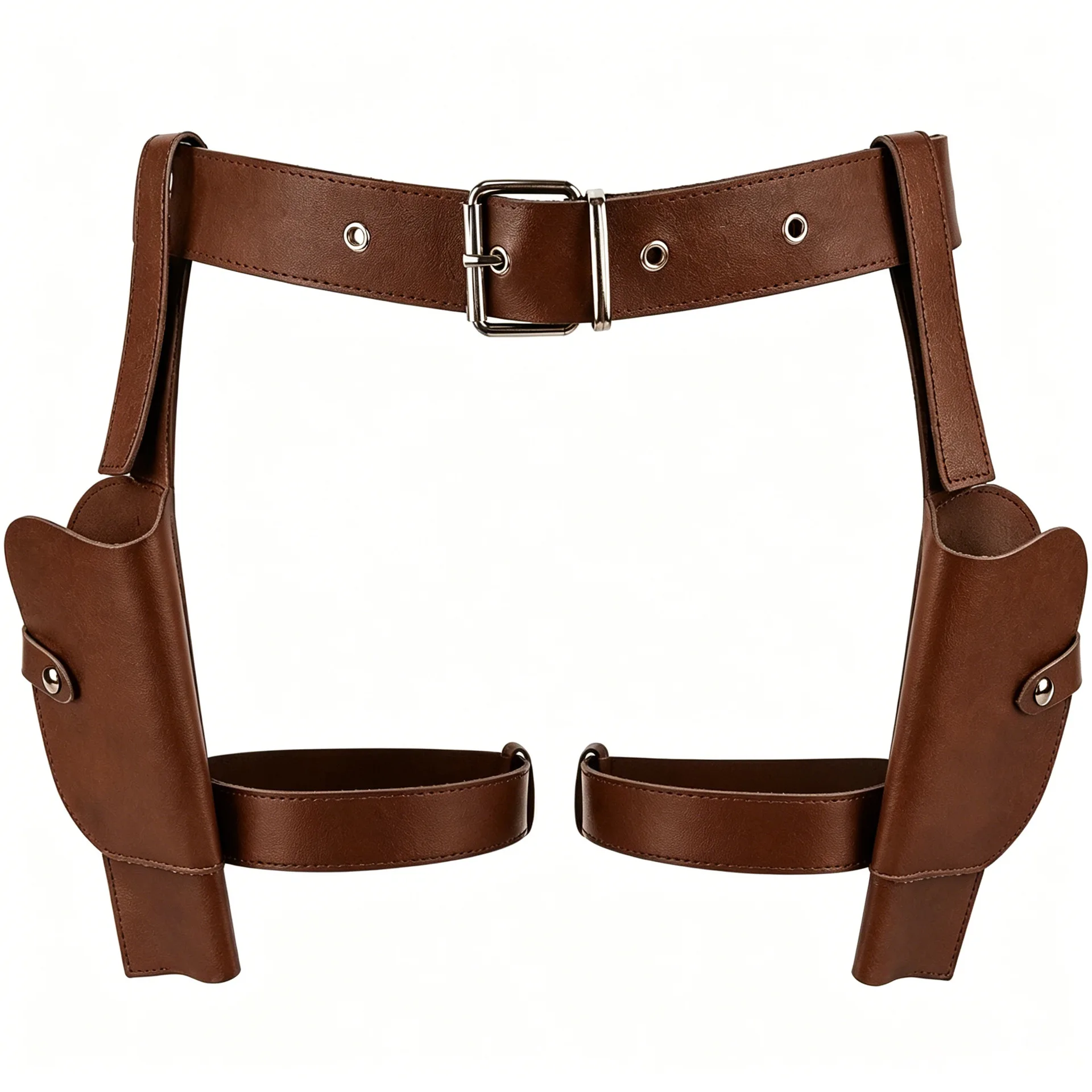 Medieval Viking Pirate Dual Holster Belt – PU Leather Western Thigh Holster Costume Prop