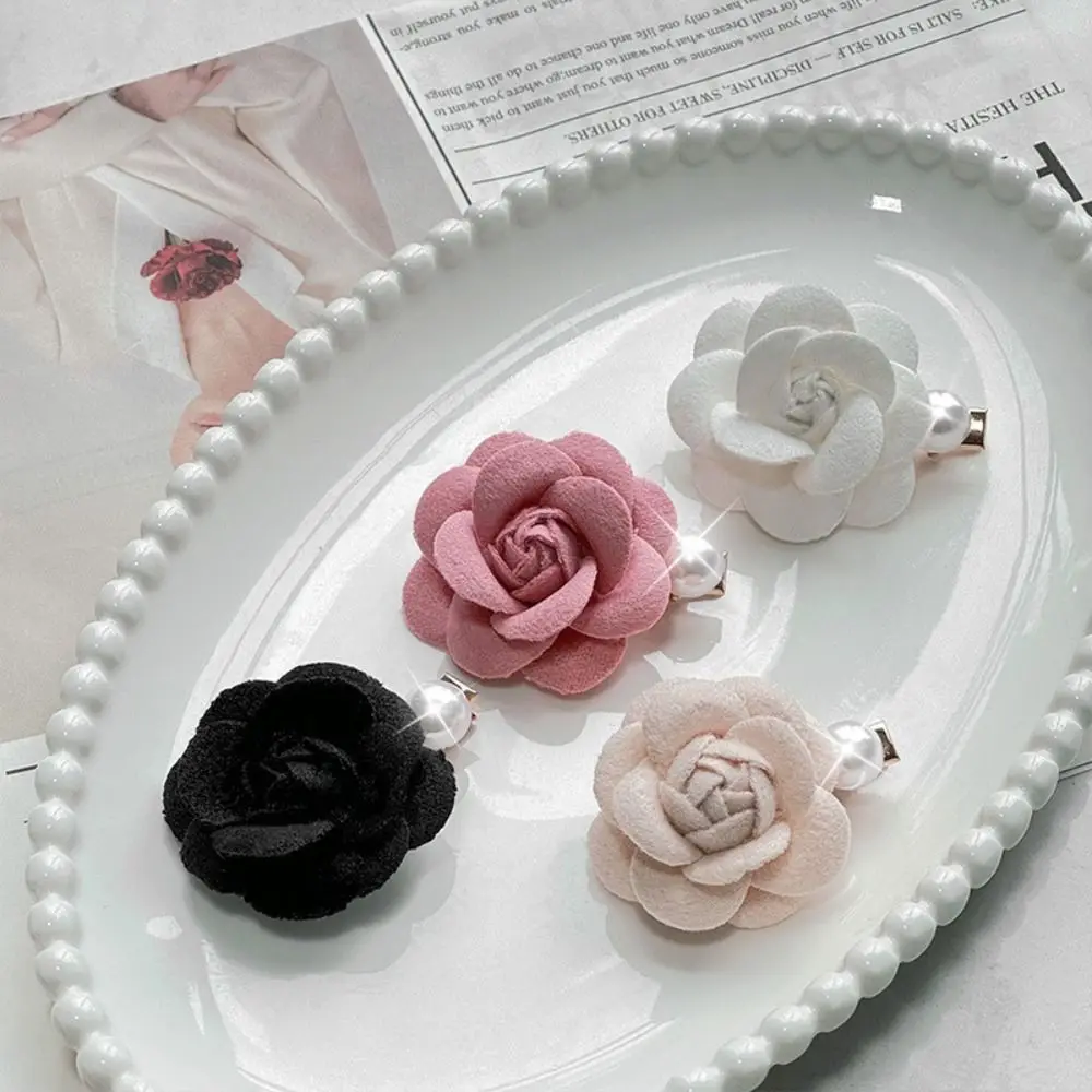 Camellia Flower Hair Clip Small Hair Ornaments Pink Flower Hair Clip Hair Accessories Sweet Hair Clip