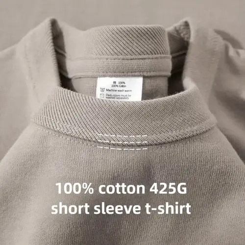 Heavy Wight 425 grams Men T Shirt Cotton Half Sleeve Brathable High Qaulity Round Neck Basic Tops Men Summer T-Shirt - Image 4