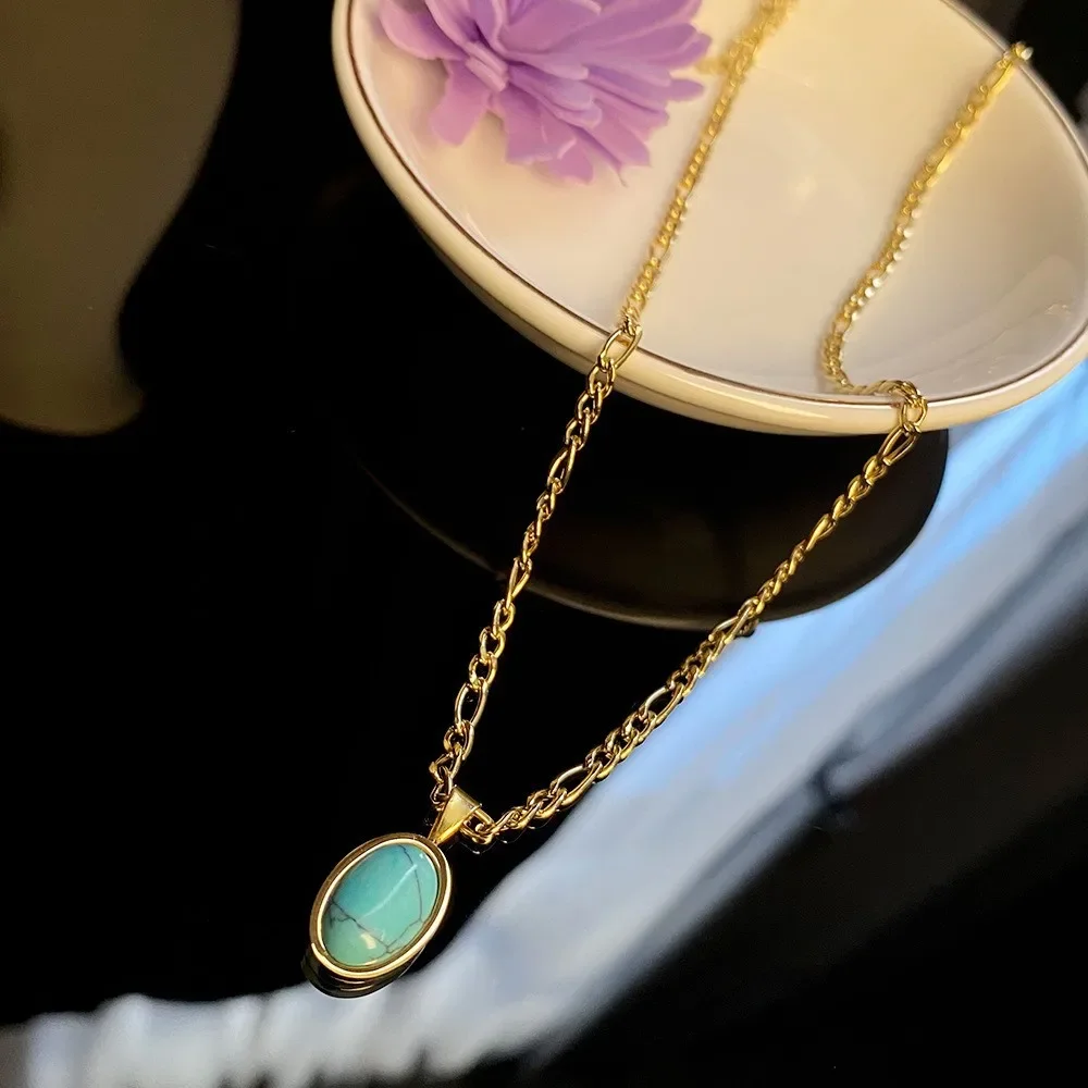 

Женское Ожерелье из нержавеющей стали, овальное, с золотым покрытием