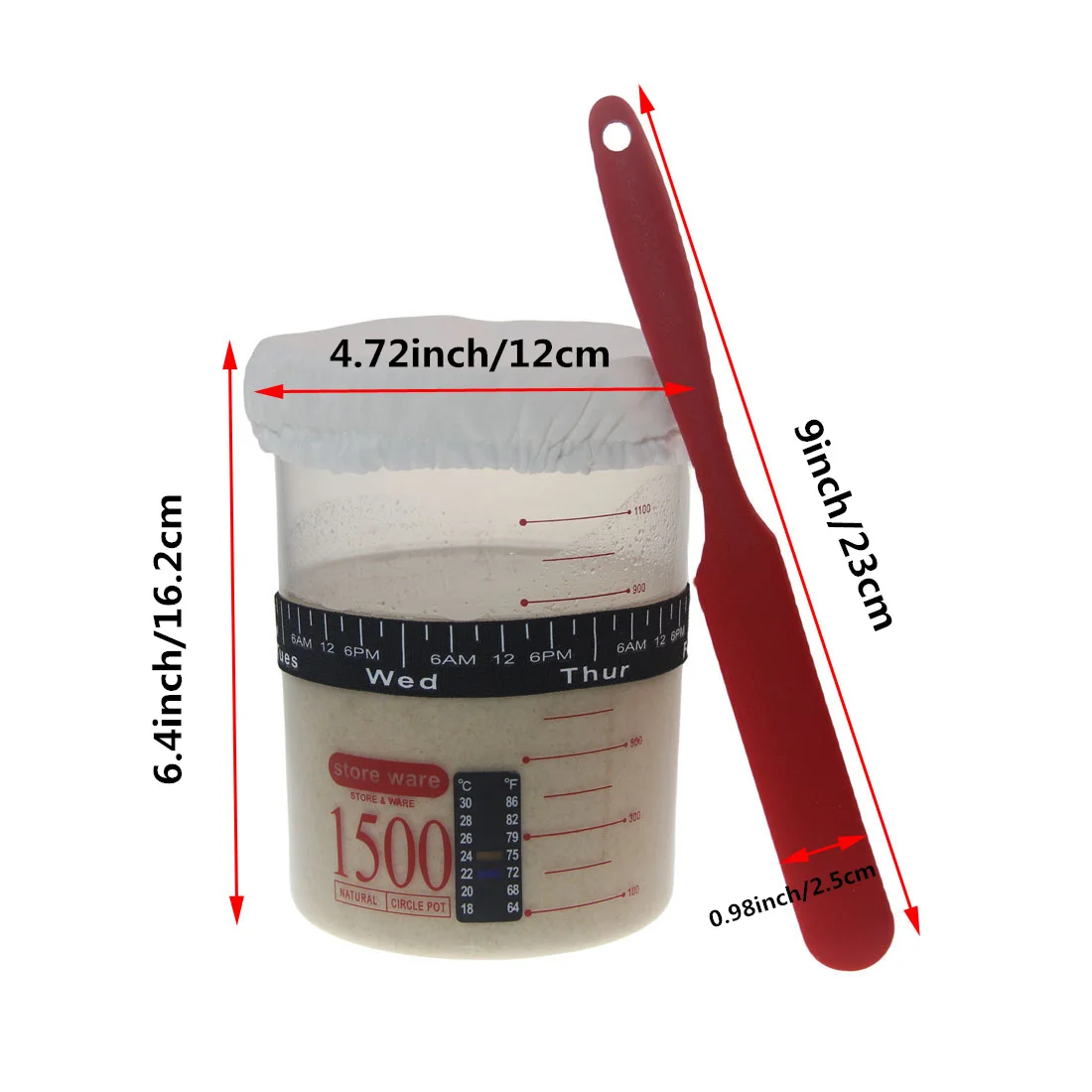 Sourdough Starter Jar Kit 1500ml-Large Plastic Jar for Sourdough-Starter Crock Reusable Sour Dough
