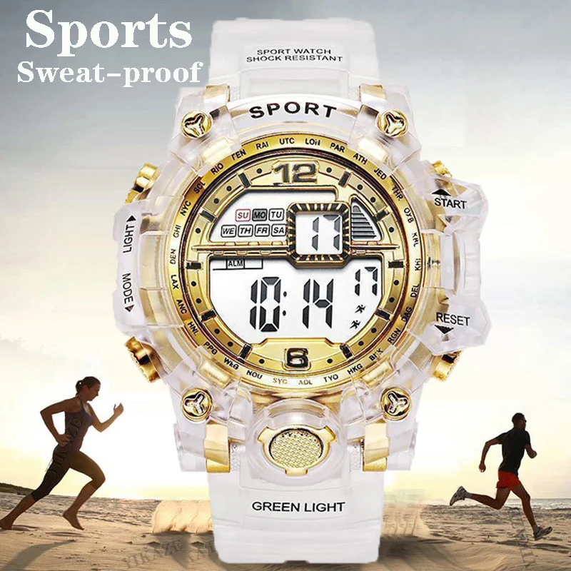 YIKAZE Fashion Digital Watch for Women Men Luxury Women Sports Watch Transparent Design Student Child Electronic Wristwatch 6