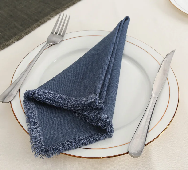 Cloth Napkins Set of 12 Cotton Dinner Napkins 12 X 12 inches Cloth Napkin  100% Cotton Comfortable Dinner Napkins - Light Blue Solid Napkins