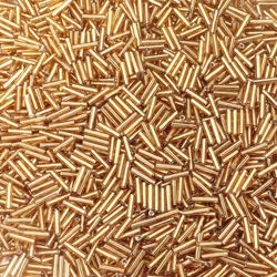 Silver Color Line Tube Glass Beads for DIY Jewelry and Accessories (10g) (Gold)