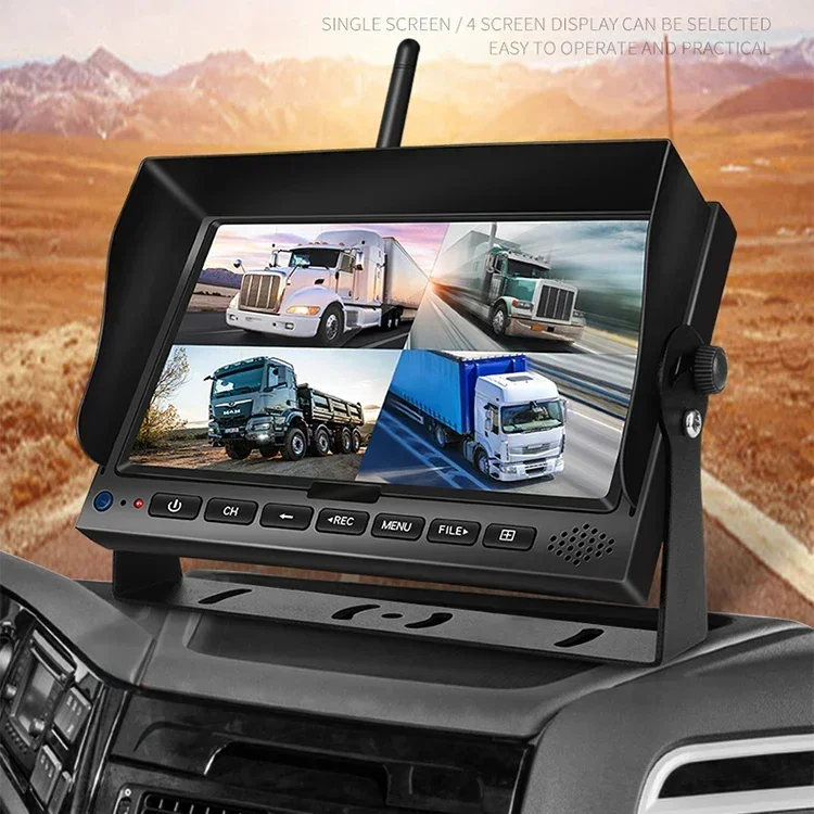 무선 4채널 보안 시스템 디지털 7인치 4 LED 적외선 카메라 (차량/스쿨버스용)