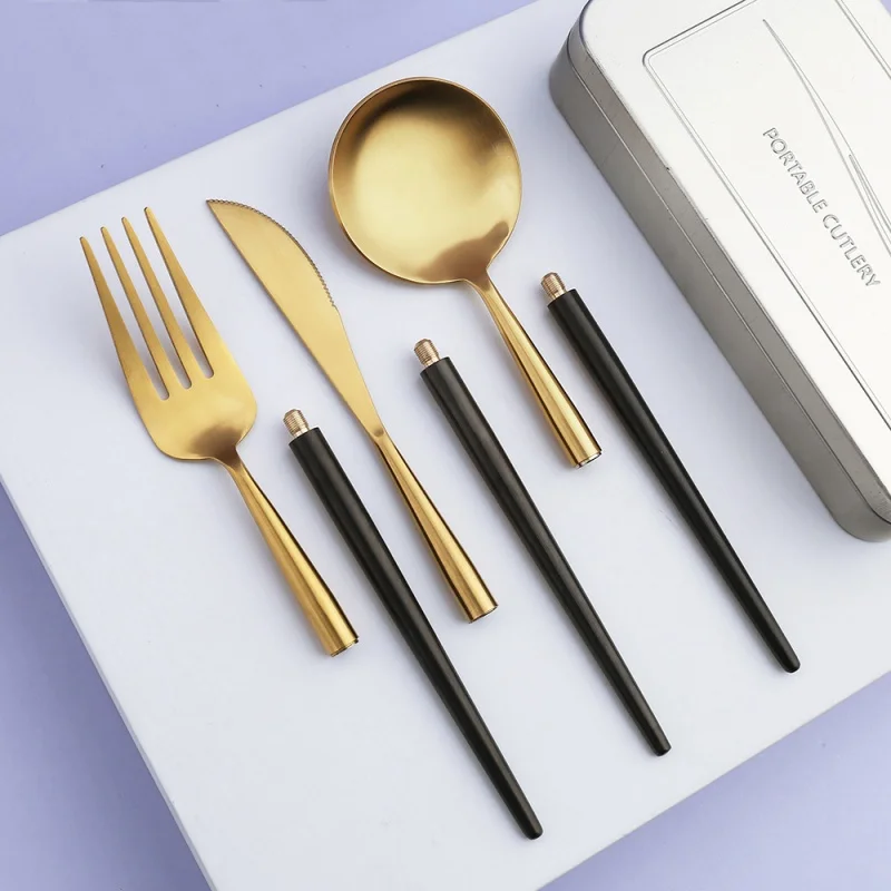 

304 Stainless Steel Removable Knife, Portable Tableware, Spoon, Fork, Chopsticks, Suit, Folding, Portuguese, Picnic