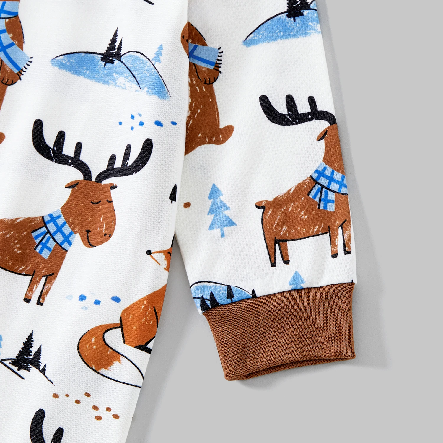 PatPat Family Matching Bear And Deer Print Long-sleeved Flame Resistant Pajamas