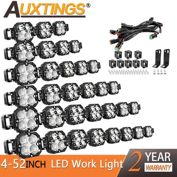 Auxtings 4/20/27/33/40/46/52 inch 30W LED Cube Pod Light Linkable Driving LED Light Bar for 4x4 Auto Truck ATV Car Offroad 5500K 1