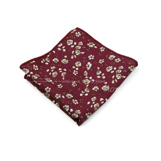 New leisure Cotton Flower Hankerchief Wedding Suit Hankies Casual Men's Pocket Square Handkerchief For Wedding Accessories Gifts