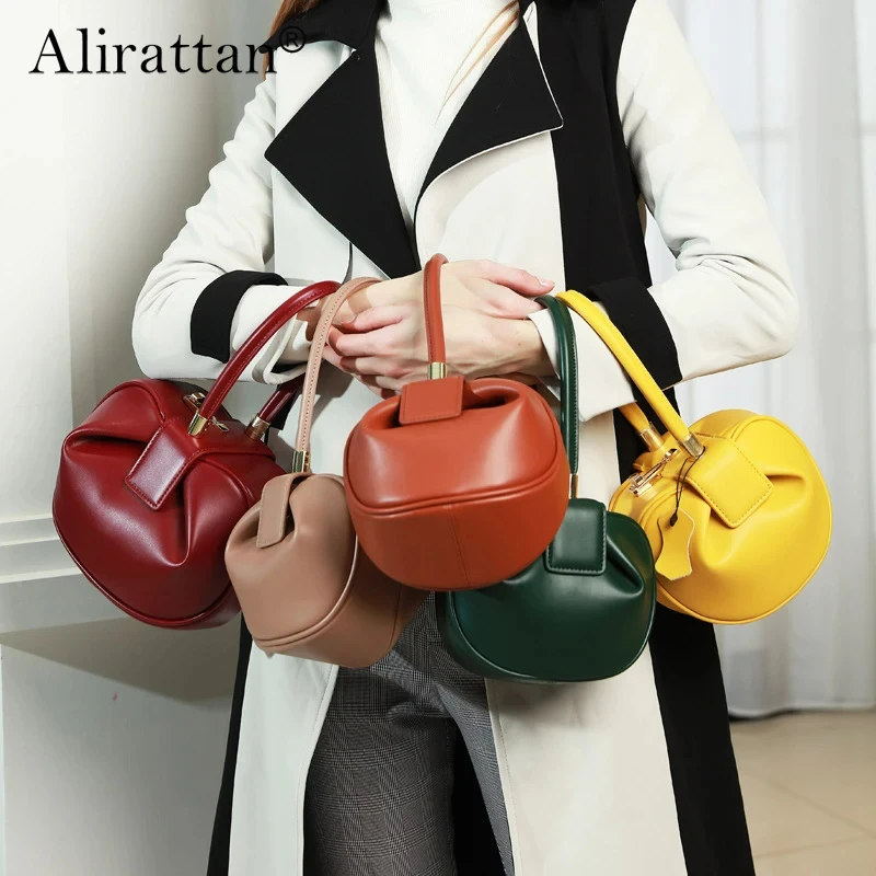 

Alirattan Women for Bag New 2024 Design Handbag Fashion Leather Retro Dumpling Bag Clutch Bolsa Feminina Sac à main