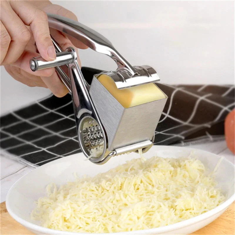 

Stainless Steel Cheese Grater Hand Crank Rotary Slicer Grater Vegetable Chopper Butter Cutter Multifunctional Kitchen Gadget