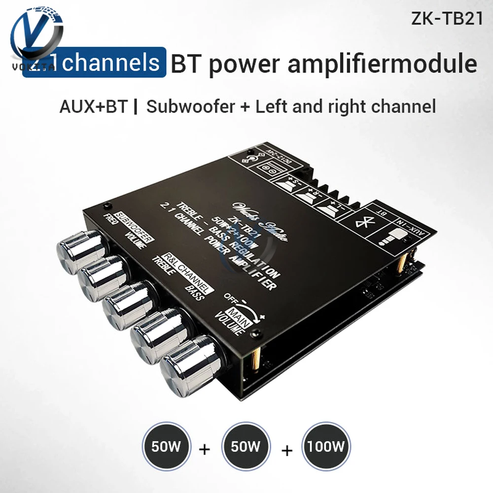 

2.1 Channel Power Amplifier Board Bluetooth 5.0 Digital Power APP Amplifier Module Aux+Bt Tpa3116D2 Audio Stereo Equalizer Amp