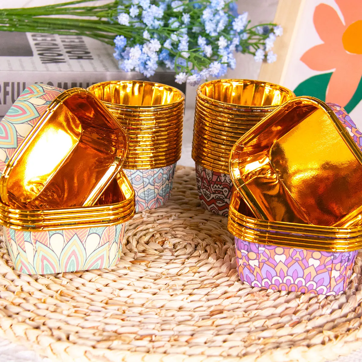 

50Pcs Thickened Muffin Cupcake Liner Baking Cake Tray Case Pastry Tools Gold Cupscake Wrappers Birthday Wedding Party Supplies