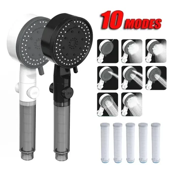 10 โหมด Showerheads กรองแรงดันสูง Showerheads One Touch หยุดห้องน้ํามือถือ Sprayer อุปกรณ์ห้องน้ํา 1