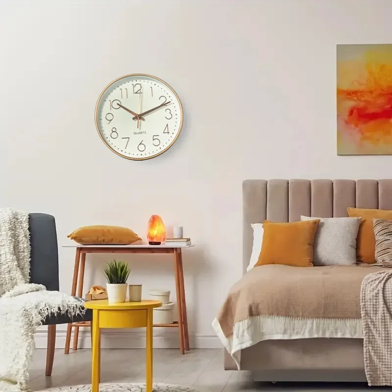 Easy To Read Digital Wall Clock Non-punching Silent Non-ticking Wall Clock for Kitchen Bedroom Children's Study Bathroom