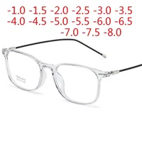 Square Finished Myopia Glasses Round Women Men Metal Thin Legs Short Sight Spectacles Prescription -0.5 -1.0 -1.5 -2.0 To -9.0 1