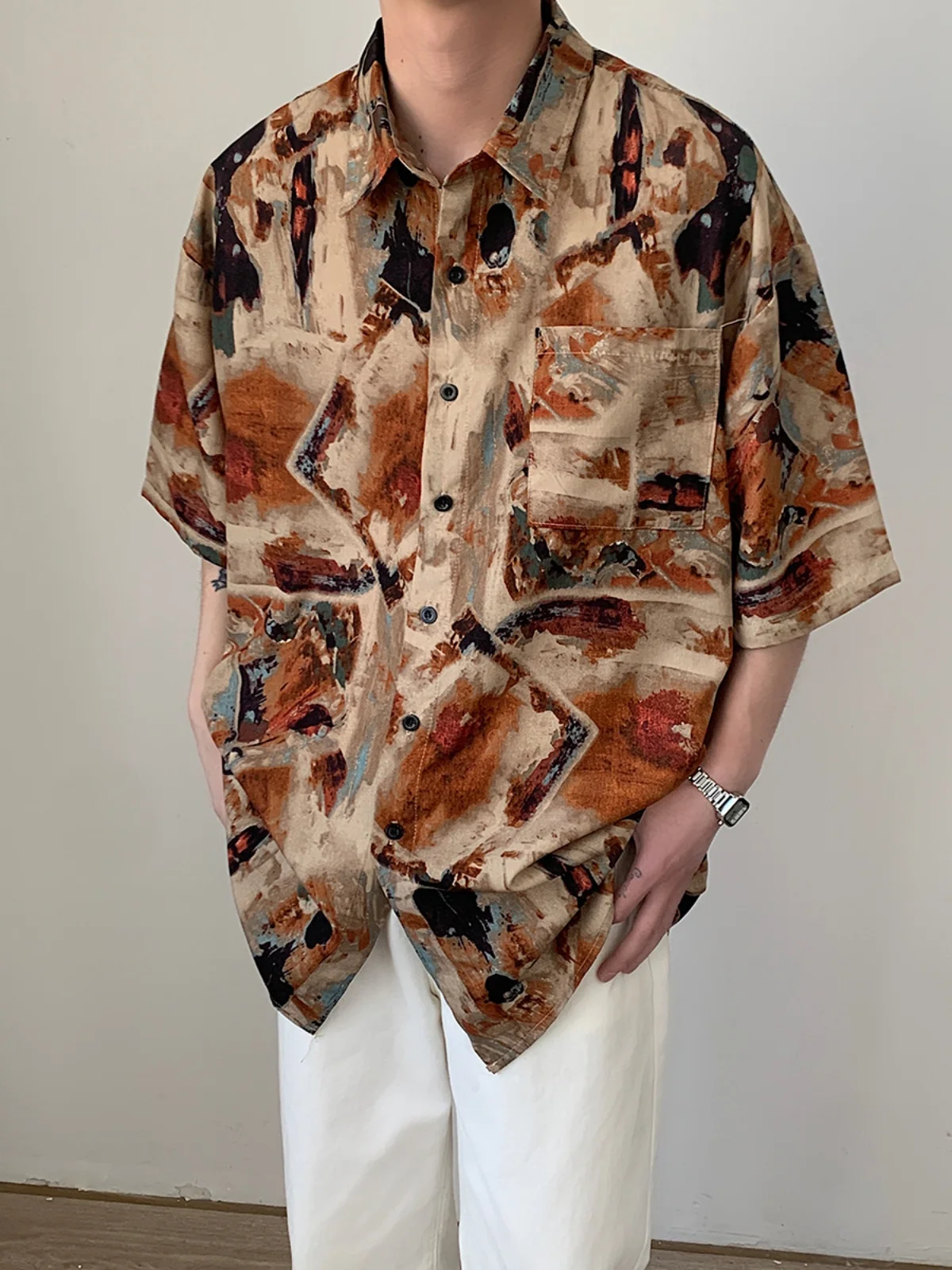 

Men's Shirt 2024 Summer Printed Affordable Casual Lapel Short Sleeve New Hawaiian Holiday Flower Men's Fashion Cardigan Top A106