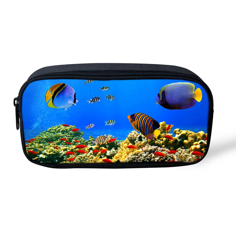 

Pencil Case Colorful Gift School Pencil Box Cute Tropical Fish Print Pen Bag School Supplies Stationery Travel Cosmetic Bags