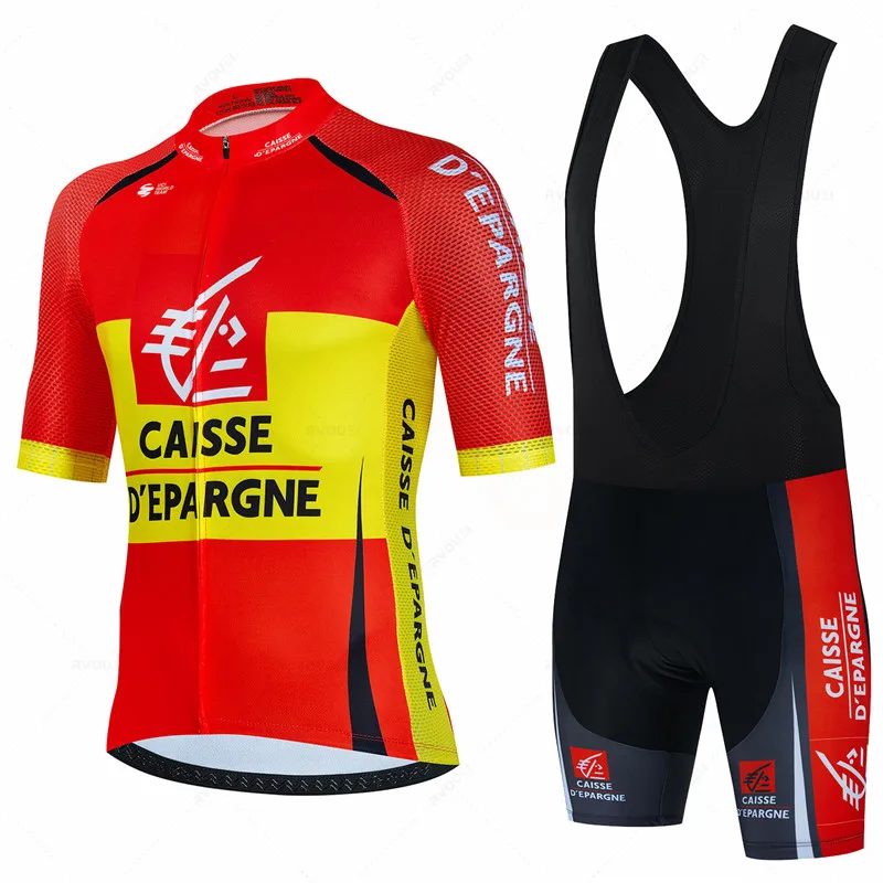 Caisse D'Épargne Cycling Jersey Set Summer Breathable Men Clothing MTB Bike Clothes Bicycle Uniform Maillot Ropa Ciclismo Hombre 5