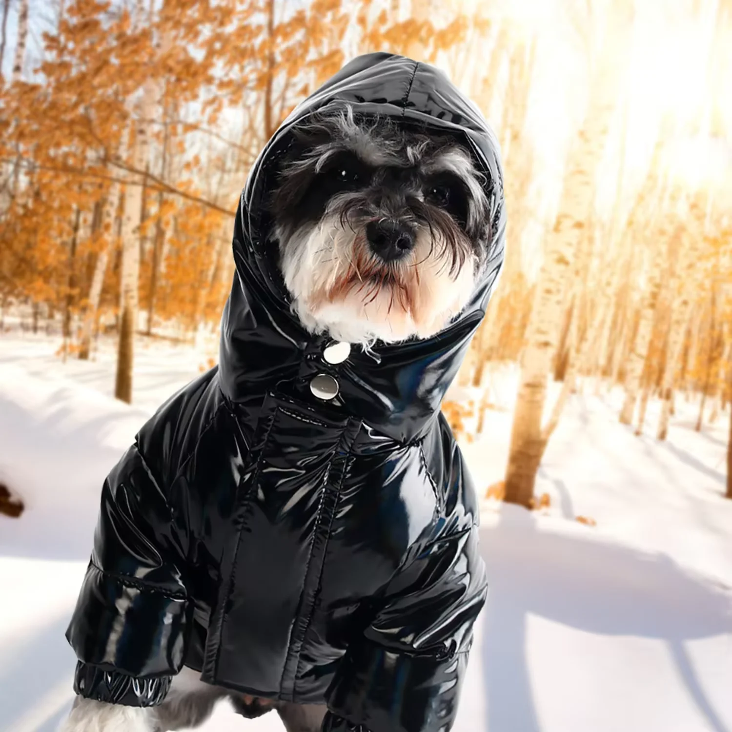 Pet Dog Down Jacket Winter Coat with Cartoon Design, Black & Purple