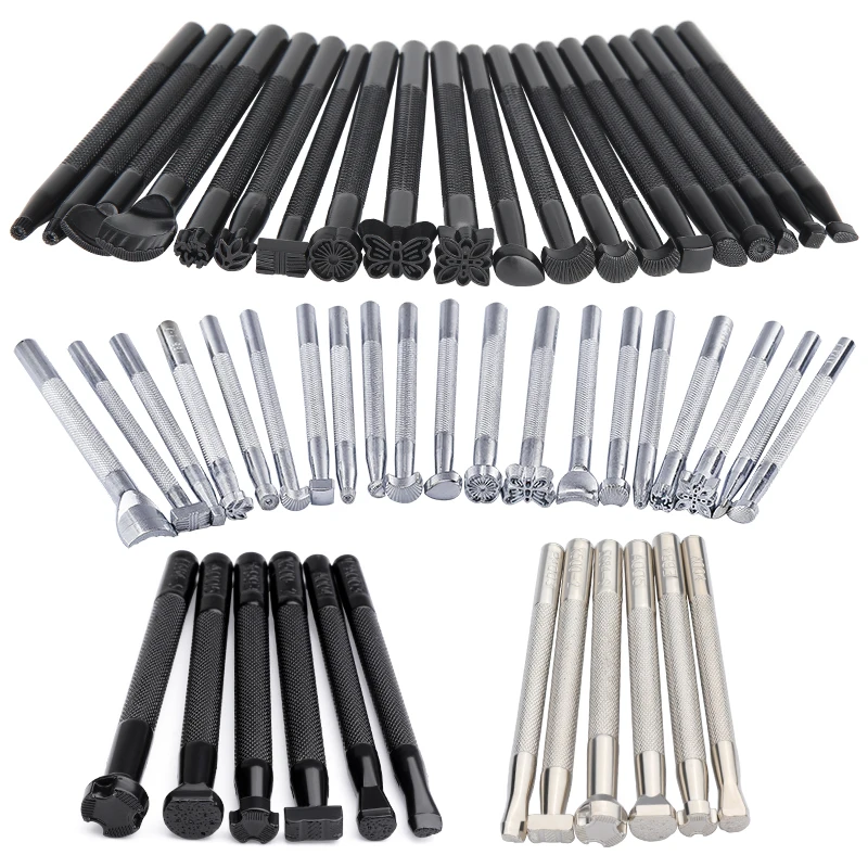 

MIUSIE 6/20 PCS Leather Stamping Tools Set Leathercraft DIY Printing Punch Kit Different Shape Saddle Making Stamp Tools
