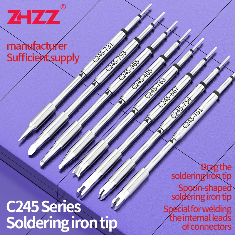 C245 Soldering Tip C245-405/793/965/651/654/667/751/754/731/763 Soldering Iron Tip Compatible JBC T245 Soldering Station Handle image 1