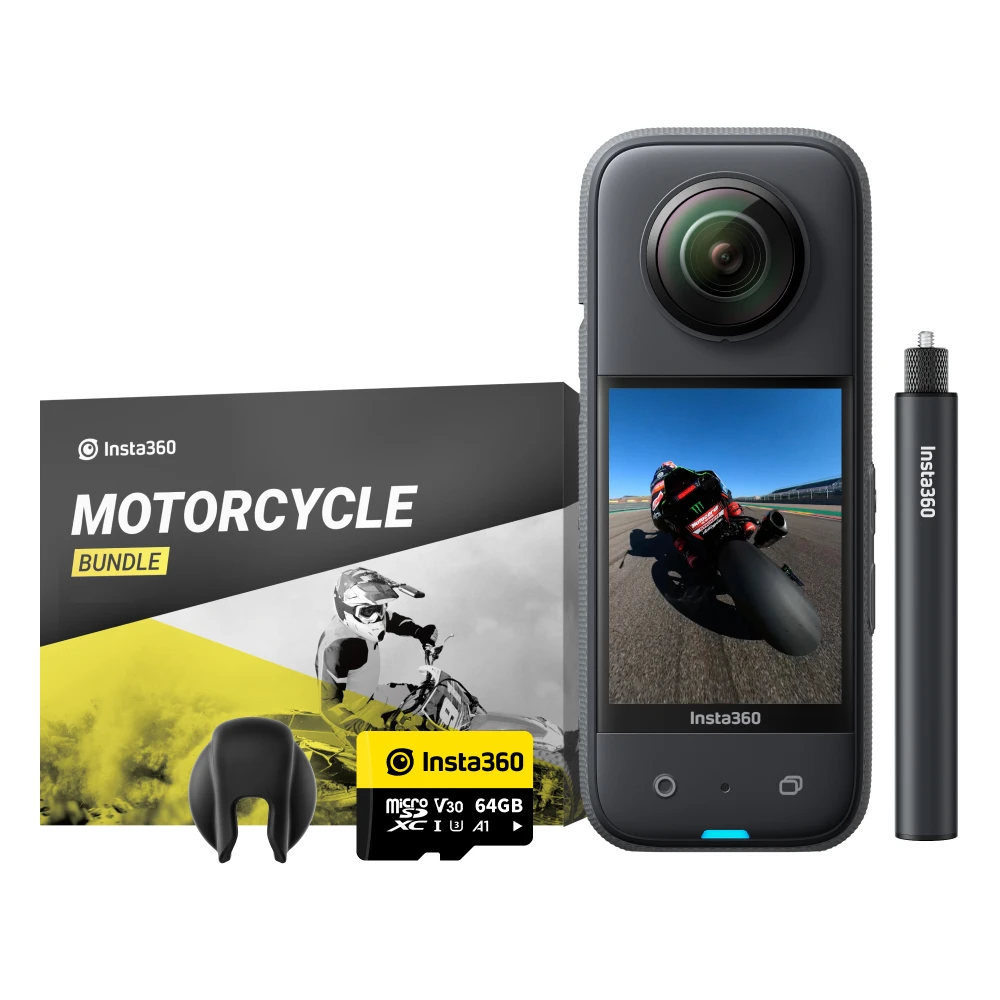 Insta360 X3 Pocket-Size Sports Action Camera 1/2'' Sensor Panorama Cam- Motorcycle Kit and Accessories of X3/ONE X2/ONE RS Twin