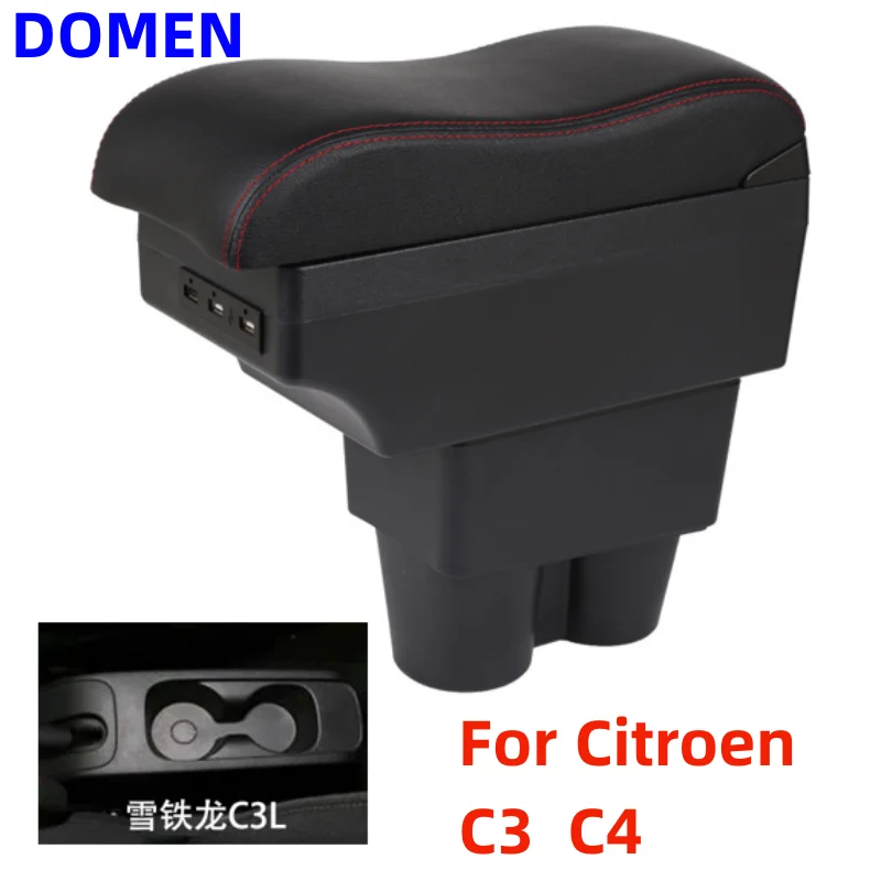 

For Citroen C3 Citroen C4 armrest box car central armrest storage box plus auto accessories modified USB