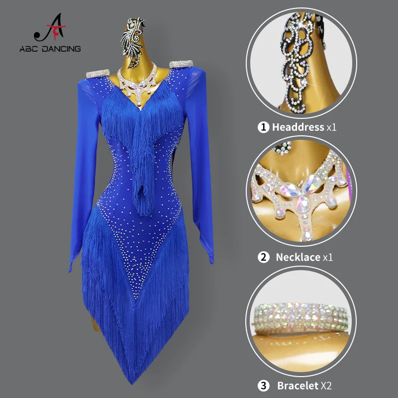 Dance Dress Dance Skirt Latin Dance Dress Competition Costume Ball Practice Wear Line Suit Sexy Short Skirt Cabaret Stage Women Clothing Tassel