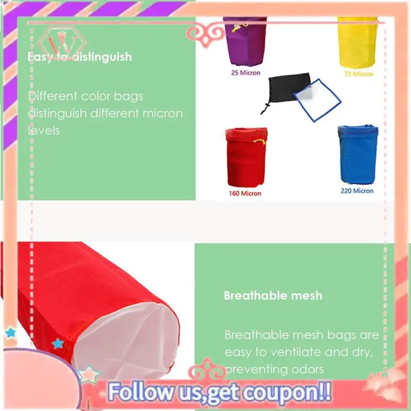 Upgraded 5 Gallon Filtration Bags Come With Pressing Screen And Storage Bag,For Extracting Particles Of Different Sizes (4Pcs)