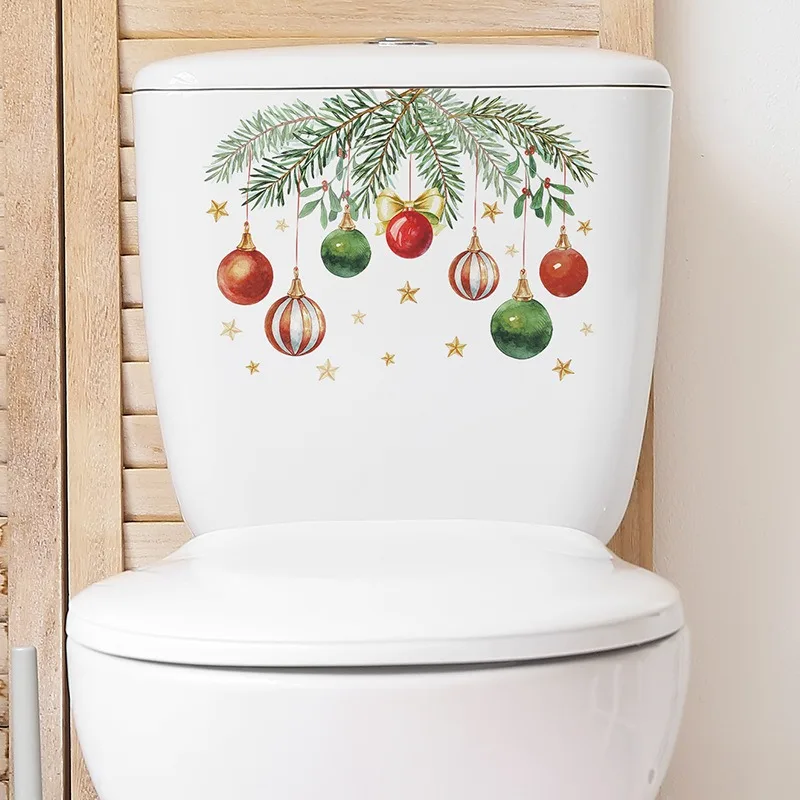 Christmas leaf light bulb stickers Children's room toilet stickers Home decor wall Self-adhesive