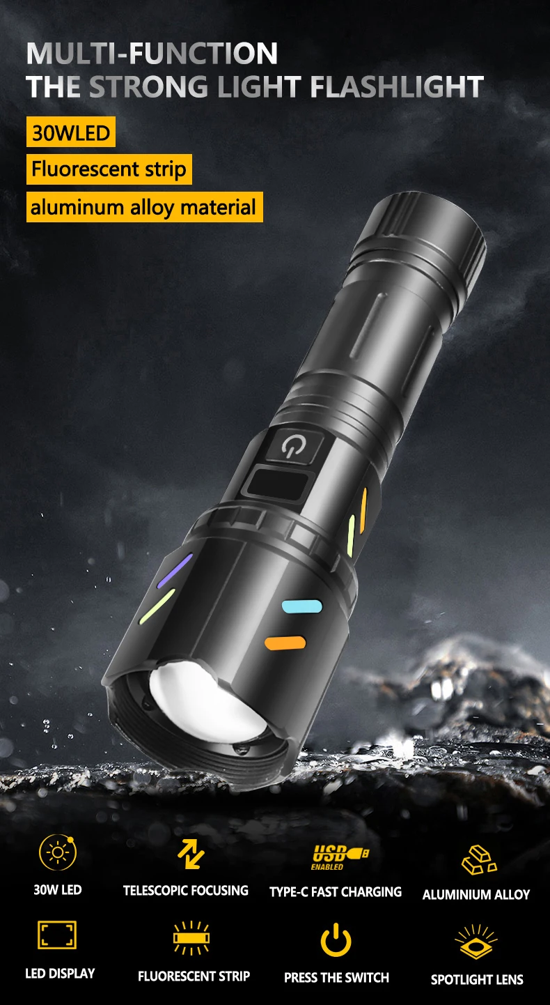 Description Picture 2 of itemOutdoor strong condenser lens white laser strong condenser lens focusing and long-range strong light LED flashlight