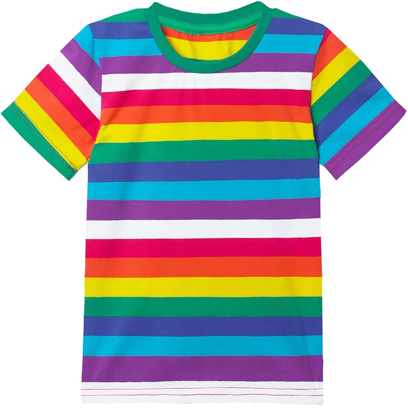 Contrasting Colors with Stripes Design Tee Shirts O-neck Short Sleeve Leisure Women's 2024 Summer New Clothing Classic Tee Tops