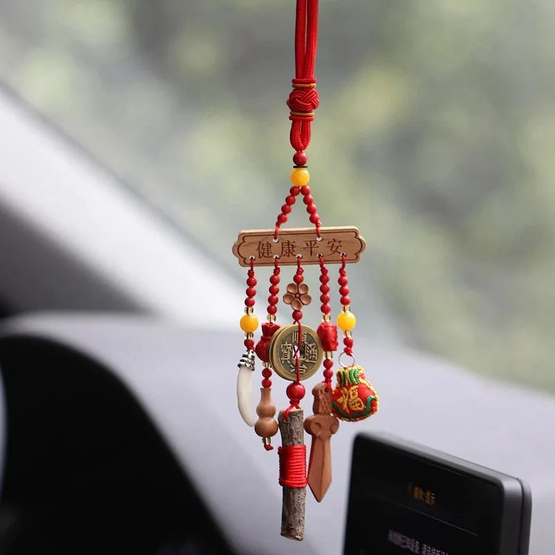 

Брелок для ключей с изображением персикового дерева, пяти императоров, медных монет, персикового дерева, меча, черных зубов собаки