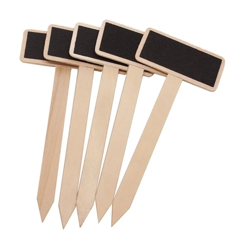 20Pcs/pack Plant Labels Black Board Markers Plant Signs Mini Chalkboard Garden Stakes Label T-Type Label for Garden