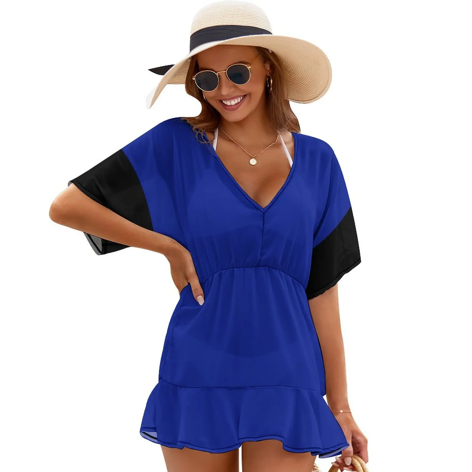 

Indigo Blue Solid Color Cover Ups summer dresses ladies 2024 Party dresses for women