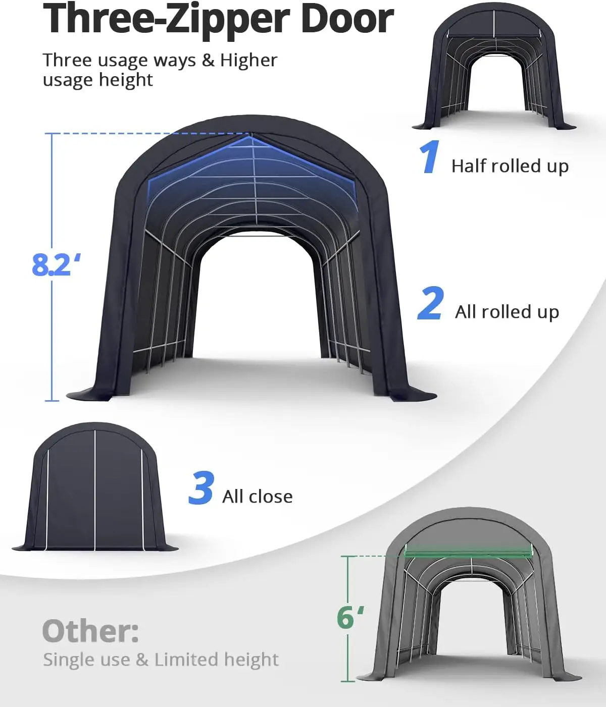 12' x 20' Oval Pipe Heavy Duty Carport for SUV Full-Size Truck and Boat Round Style Anti-Snow Car Canopy Outdoor Boat Shelter
