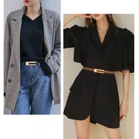 Femmes coréennes à la mode en cuir PU mince sangle de taille accessoires en métal ceinture de base femmes décontracté poreux réglable ceintures de mode 5