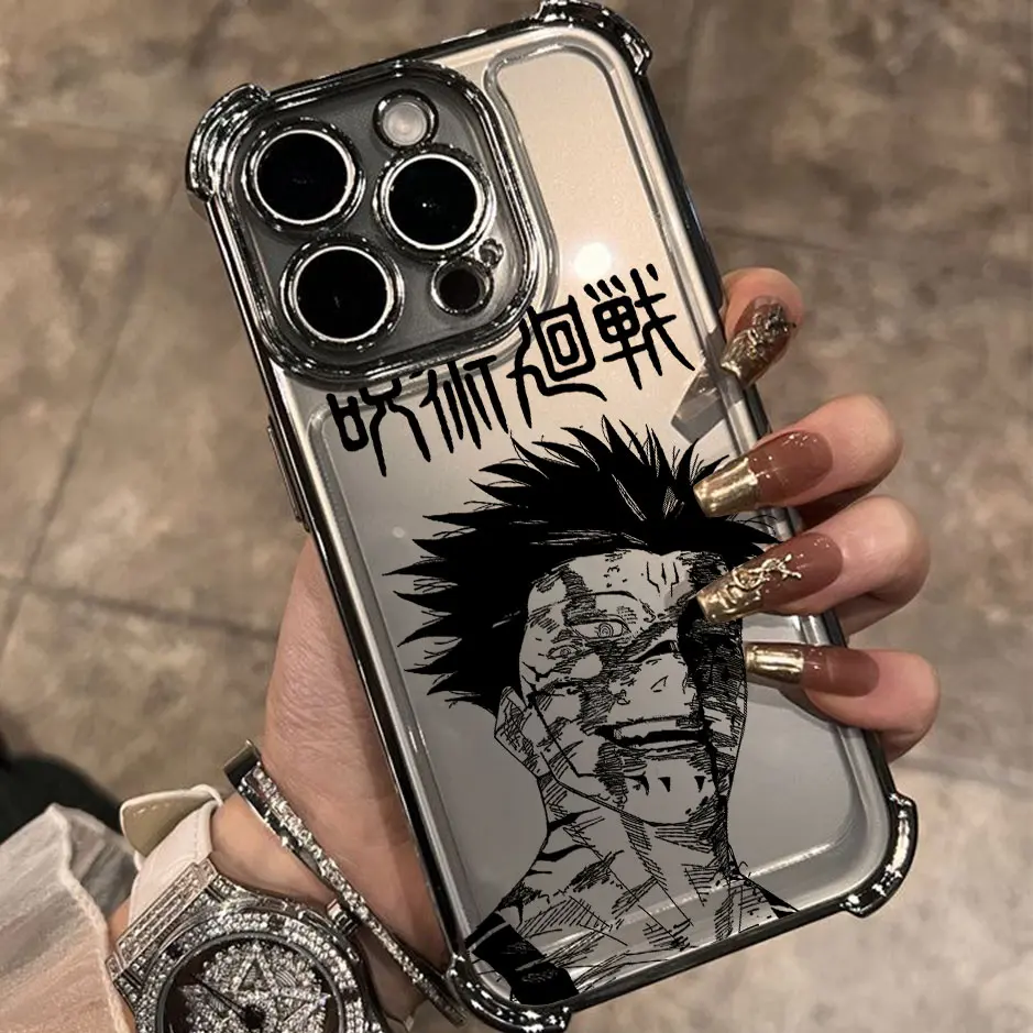Stylish Hot Anime Jujutsu Kaisen Gojo Plating Phone Case with Anti-Fall Airbag Protection