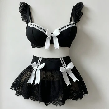 Sexy Lingerie Seamless Underwear Fancy Women Erotic Outfit Open Sexy Bra Set Fantasy Mini Skirt Bra Set Cosplay Costumes Women