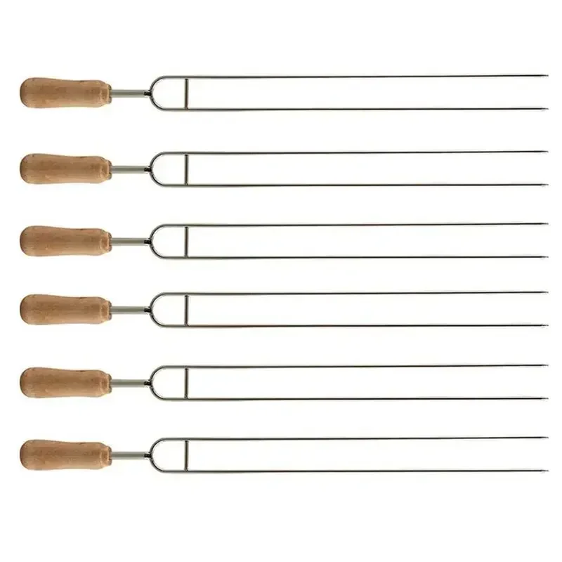 Description Picture 4 of item6pcs Stainless Steel U-Shaped Barbecue Brazing Fork Needle Grilling Skewers Double Prong Bbq Tools Outdoor Grill Accessories