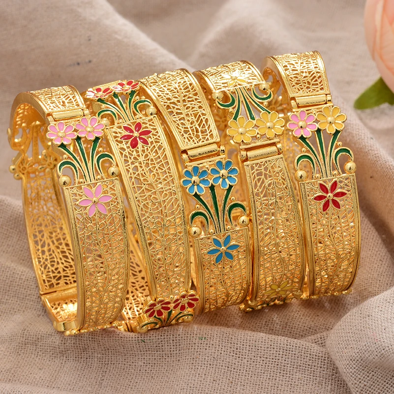 Bangles African Woman Dubai Gold Color 24k Bracelet Indian Jewelry For  Women Wedding Charm Arabic Bracelets Luxury Brand - AliExpress