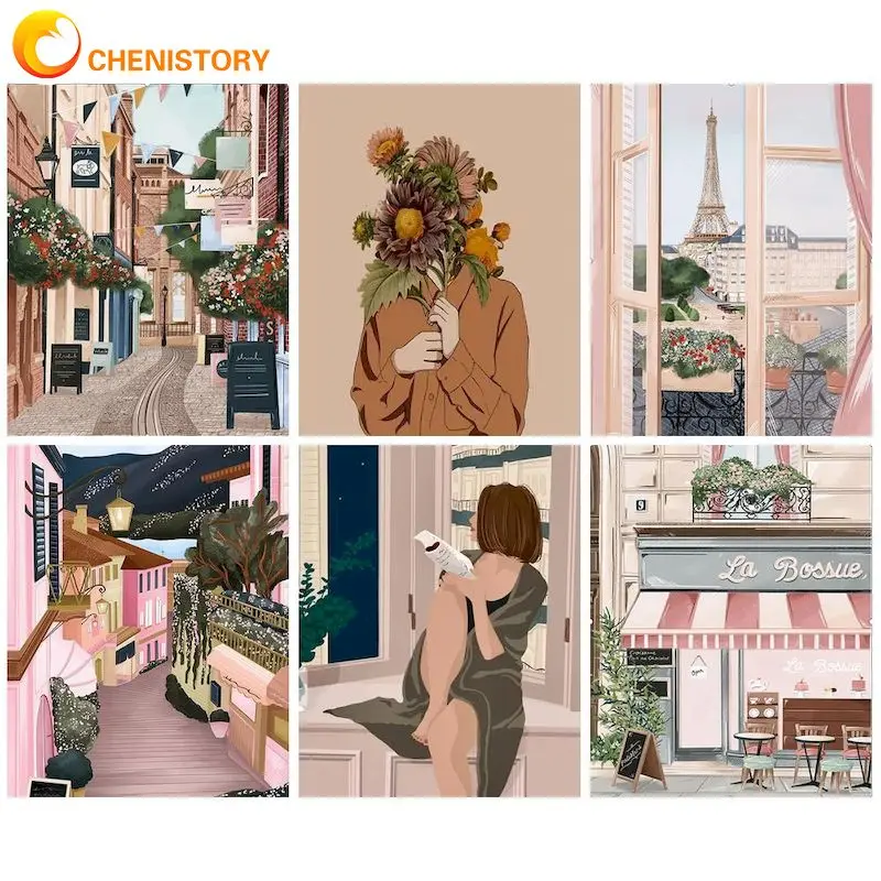 

CHENISTORY Painting By Numbers On canvas Picture Paint Abstract Scenery Coloring By Numbers Adults Crafts Landscape Home decor