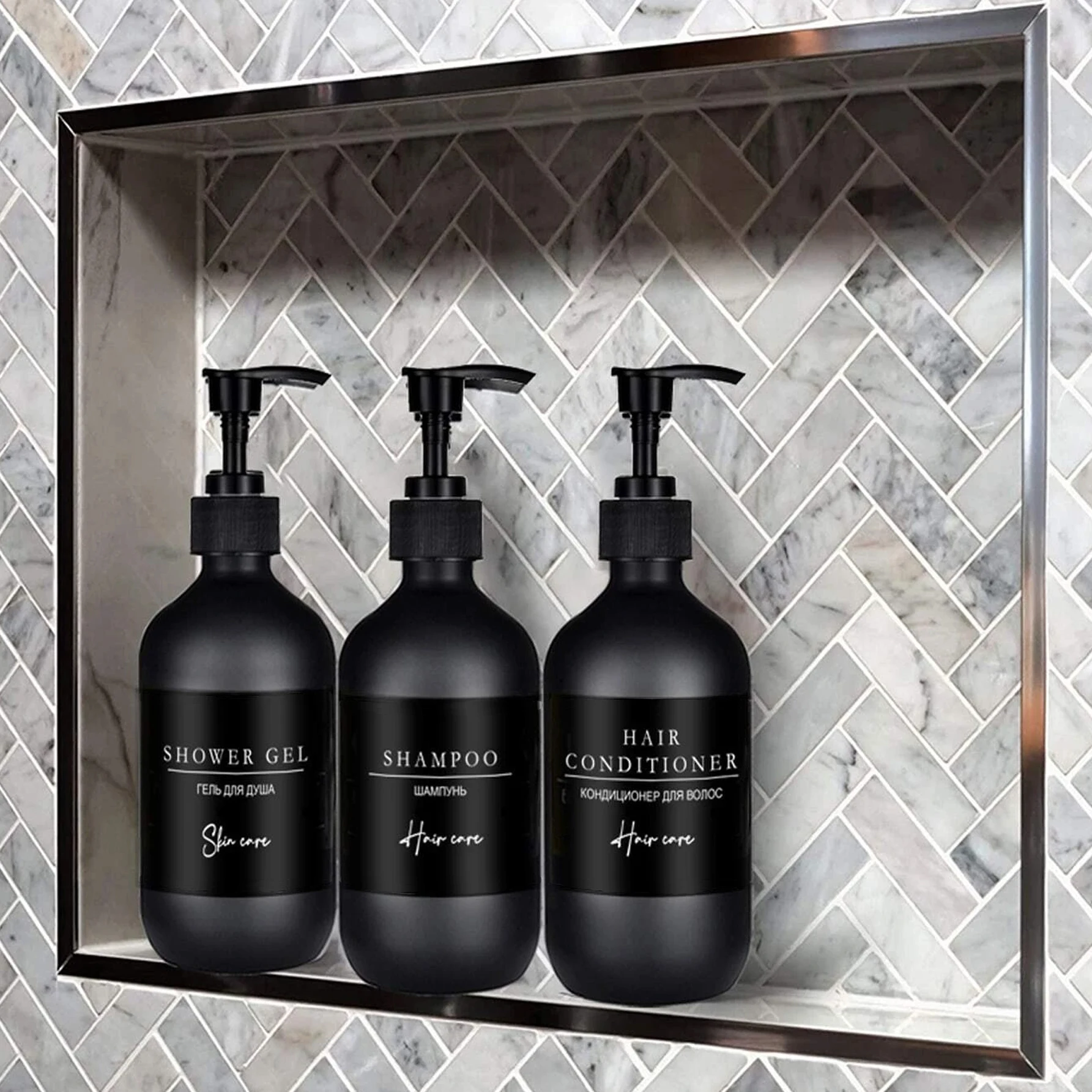 Soap Dispenser Bathroom Shower Shampoo Body Wash Bottle Refillable Kitchen Dish and Hands Soap Liquid Container